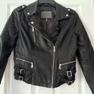 Ci Sono by Cavalini Women's Black Faux Leather Moto Jacket- Great Condition!